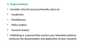 Selecting a journal for publication: criteria to consider | PPT