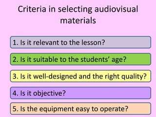 Criteria for selecting instructional materials | PPT