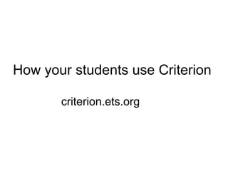 How your students use Criterion criterion.ets.org 