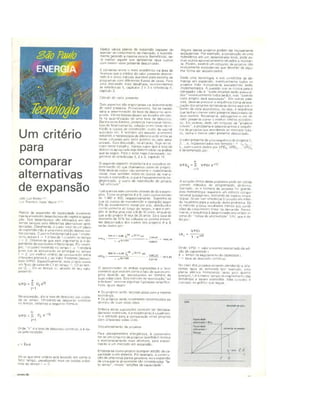 Criterio Para Comparar Alternativas De Expansao