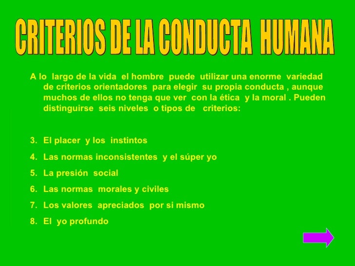 Criterios de la conducta humana