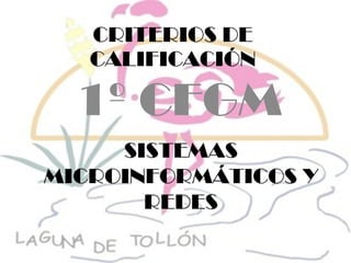 CRITERIOS DE CALIFICACIÓN 1º CFGM SISTEMAS MICROINFORMÁTICOS Y REDES 