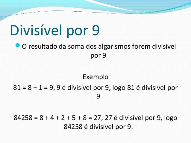 Resultado de imagem para divisibilidade por 9