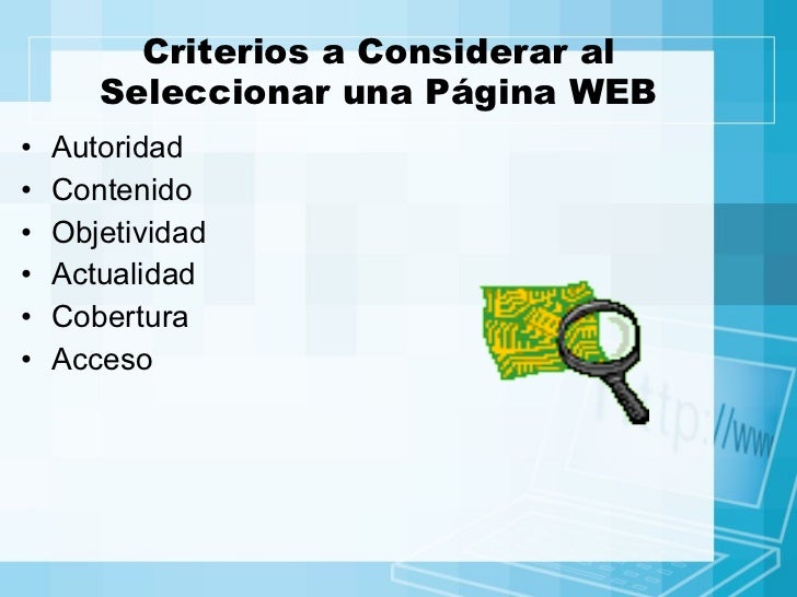 Criterios de Evaluación de las Paginas Web