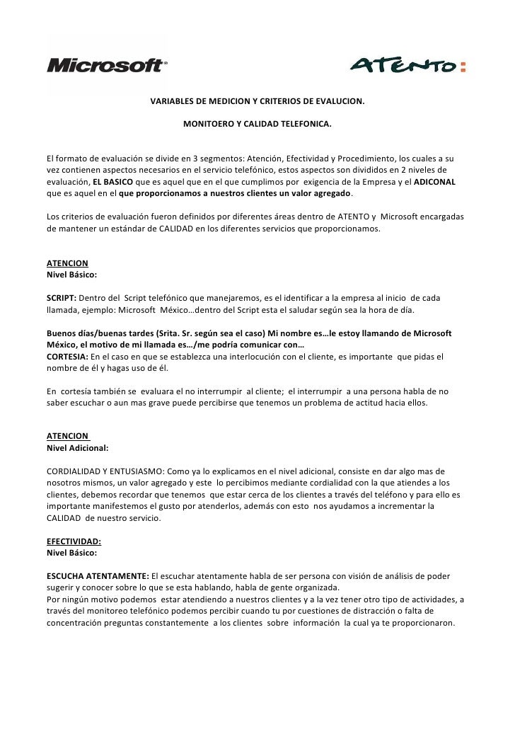 criterios de monitoreo y calidad telefonica formato para llamadas telefonicas
