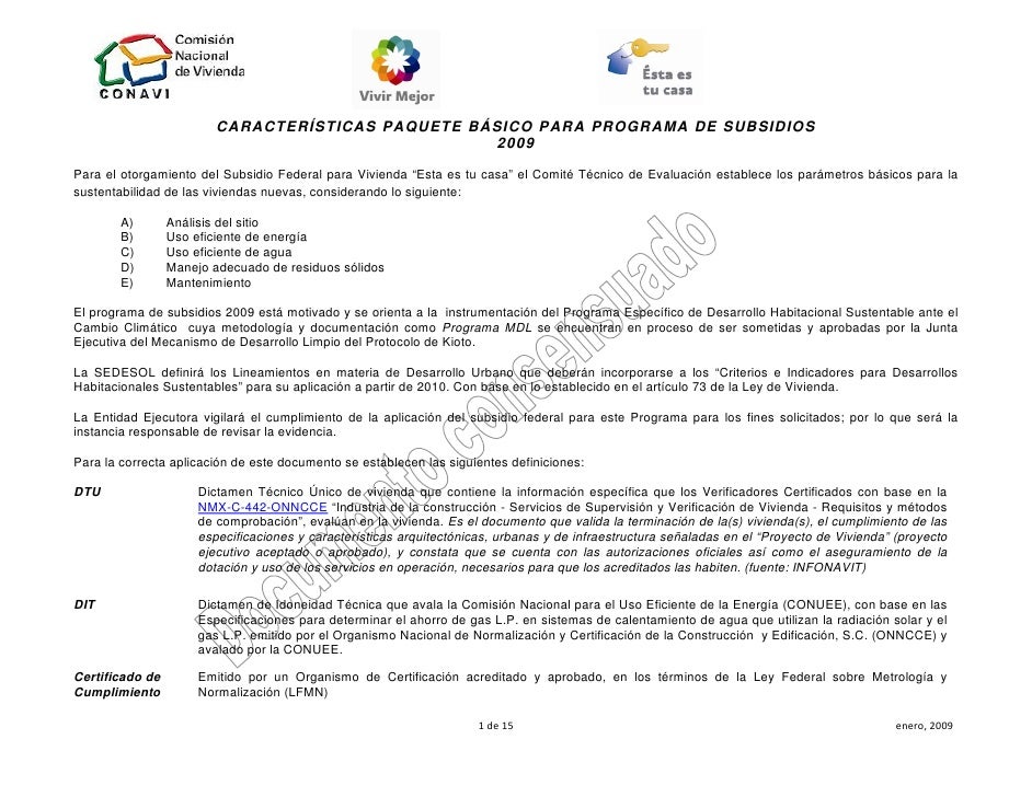 Criterios Minimos De Sustentabilidad Para Subsidio060209
