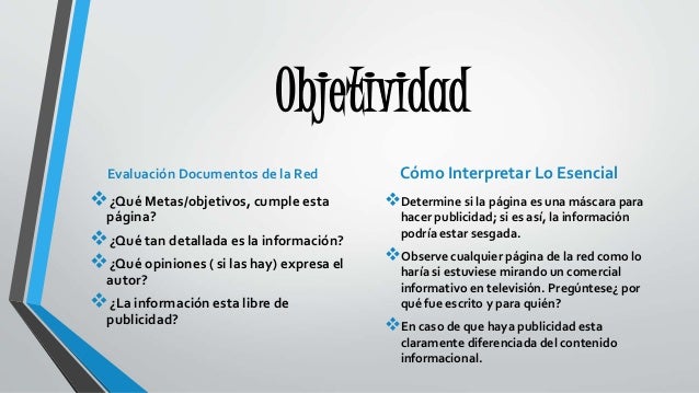 Criterios para evaluar fuentes de información provenientes