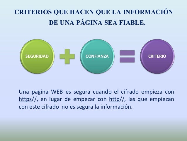 Criterios que hacen que la información de la web sea fiable
