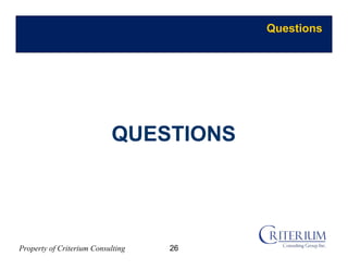 Property of Criterium Consulting
Questions
QUESTIONS
26
 