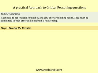 Additional premises can strengthen and weaken the original argument, in case of an CR argument.</li></ul>www.wordpandit.co...