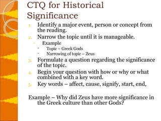 CTQ for Historical Significance ,[object Object],[object Object],[object Object],[object Object],[object Object],[object Object],[object Object],[object Object],[object Object]