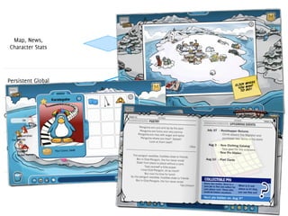 Map, News,
  Character Stats




 Persistent Global
     Controls



Geographical Places




 Building Interiors,
    Caves, etc.
 