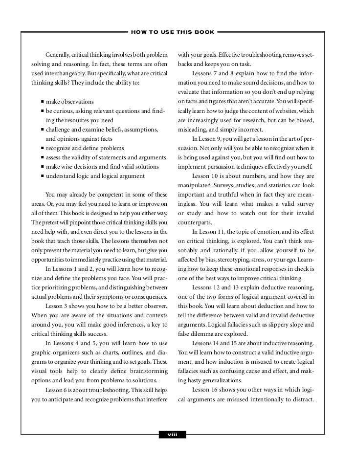 Essay on critical thinking skills
