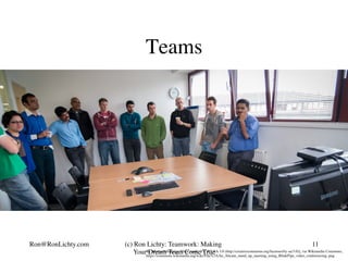 Teams
(c) Ron Lichty: Teamwork: Making
Your Dream Team Come True
11Ron@RonLichty.com
By Michaelblinkpipe (Own work) [CC BY...