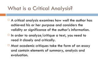 research on critical analysis