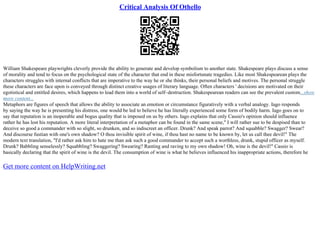 Critical Analysis Essay Example | PDF
