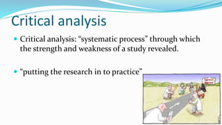 Critical Analysis Journal club how to do as a beginner | PPTX