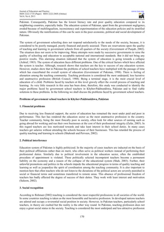 Critical analysis of problems of school teachers in pakistan | PDF