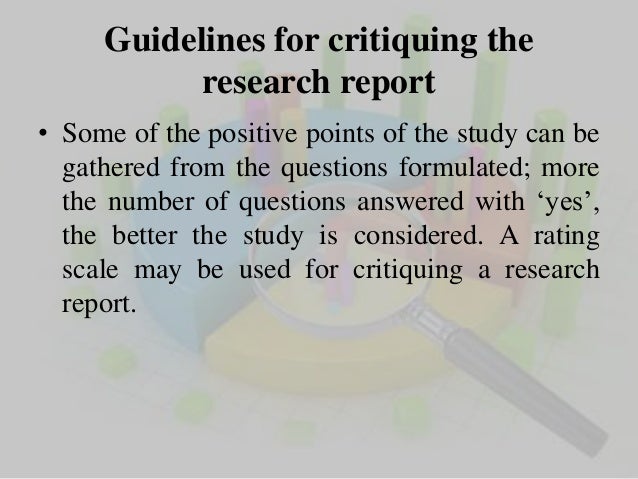 critiquing research reports