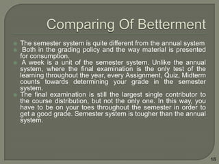 Critical analysis on semester and annual system | PPTX