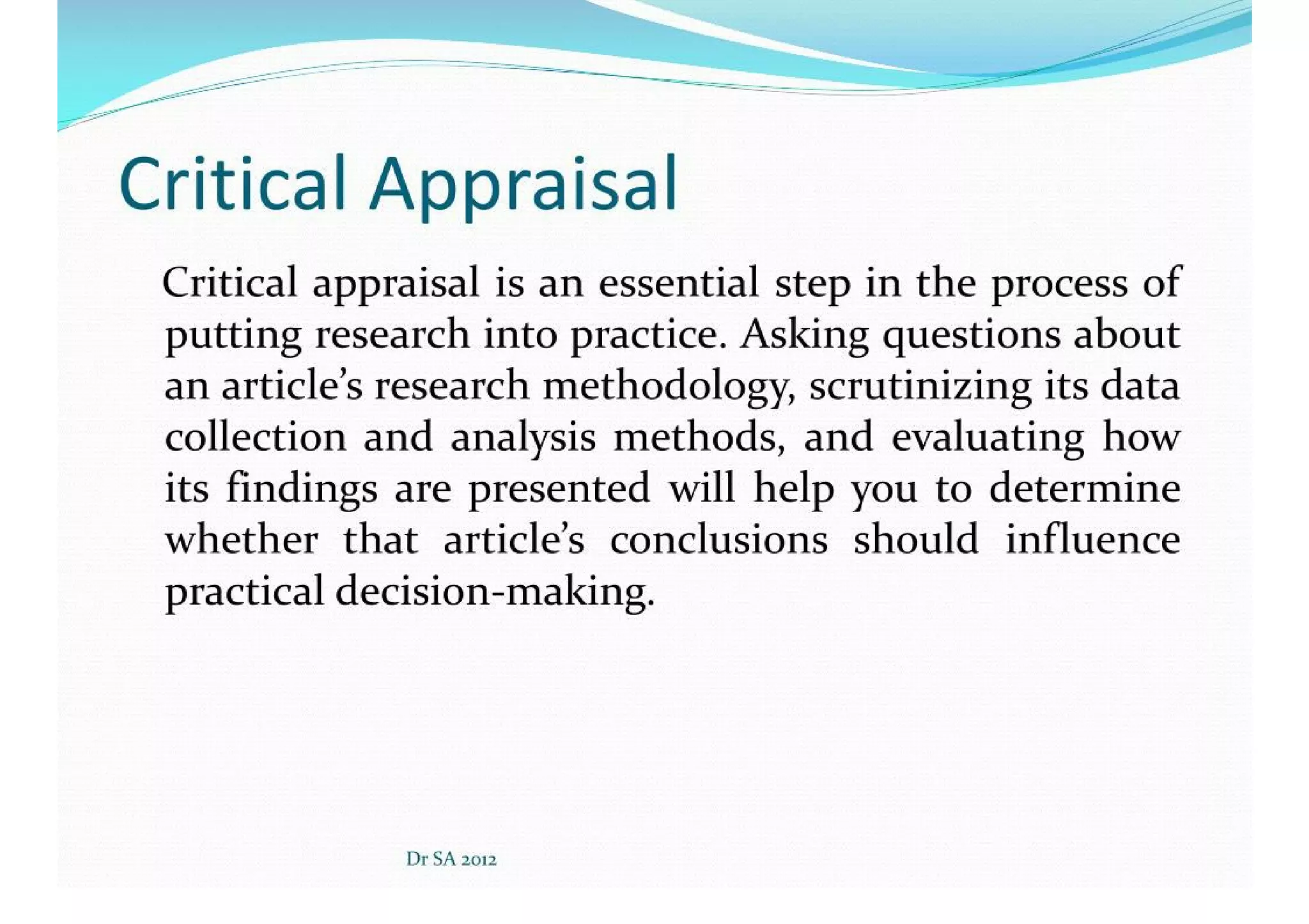 Critical Appraisal Example.pdf Critical Appraisal | PDF