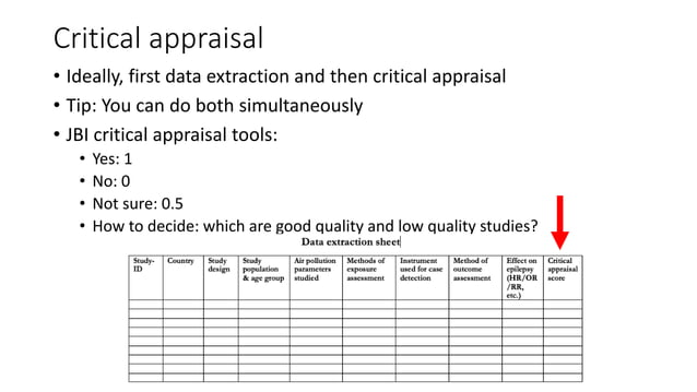 critical appraisal in meta analysis hand-on | PPTX