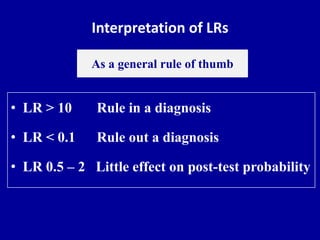 Rules Lr Critical appraisal of diagnostic studies | PPTX