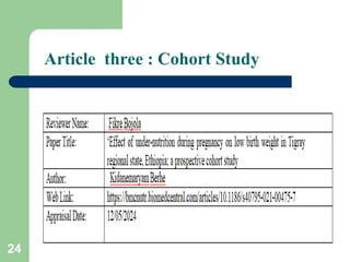 Article three : Cohort Study
24
 
