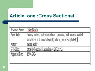 Article one :Cross Sectional
6
 