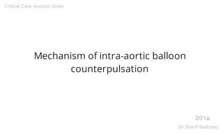 Mechanism of intra-aortic balloon
counterpulsation
201a
Critical Care revision notes
Dr.Sherif Badrawy
 