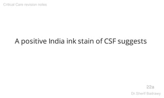 A positive India ink stain of CSF suggests
22a
Critical Care revision notes
Dr.Sherif Badrawy
 