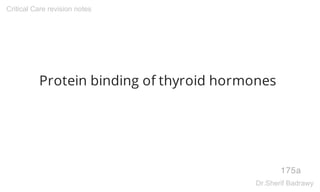 Protein binding of thyroid hormones
175a
Critical Care revision notes
Dr.Sherif Badrawy
 