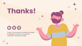 Credits: This presentation template was created
by Slidesgo, including icons by Flaticon,
infographics & images by Freepik.
Thanks!
 