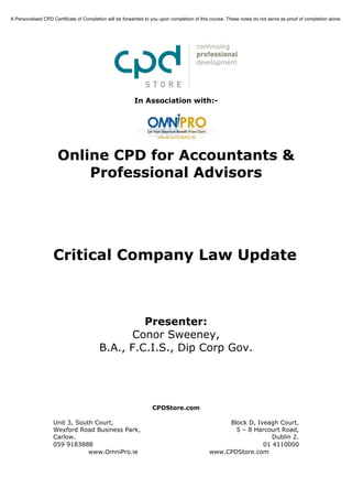 Critical Company Law Update
