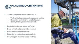 Critical Control Observation Example Critical Control Leadership & Verifications: Operationalising Critical ...