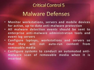 Identify covert channels exfiltrating data through a firewall with built-in firewall session tracking mechanisms Critical Control 2Secure Configurations for Network Devices such as Firewalls, Routers and SwitchesCompare firewall, router and switch configuration against standard secure configurations defined for each type of network device