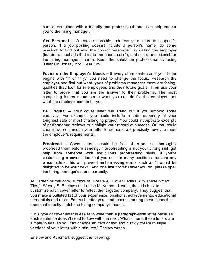 targeted cover letter templates