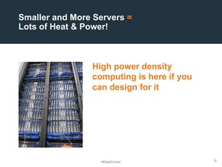 6
High power density
computing is here if you
can design for it
Smaller and More Servers =
Lots of Heat & Power!
#DataCenter
 
