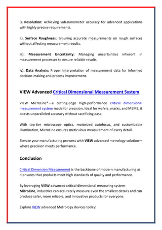 Critical Dimension Measurement - VIEW Micro Metrology | PDF
