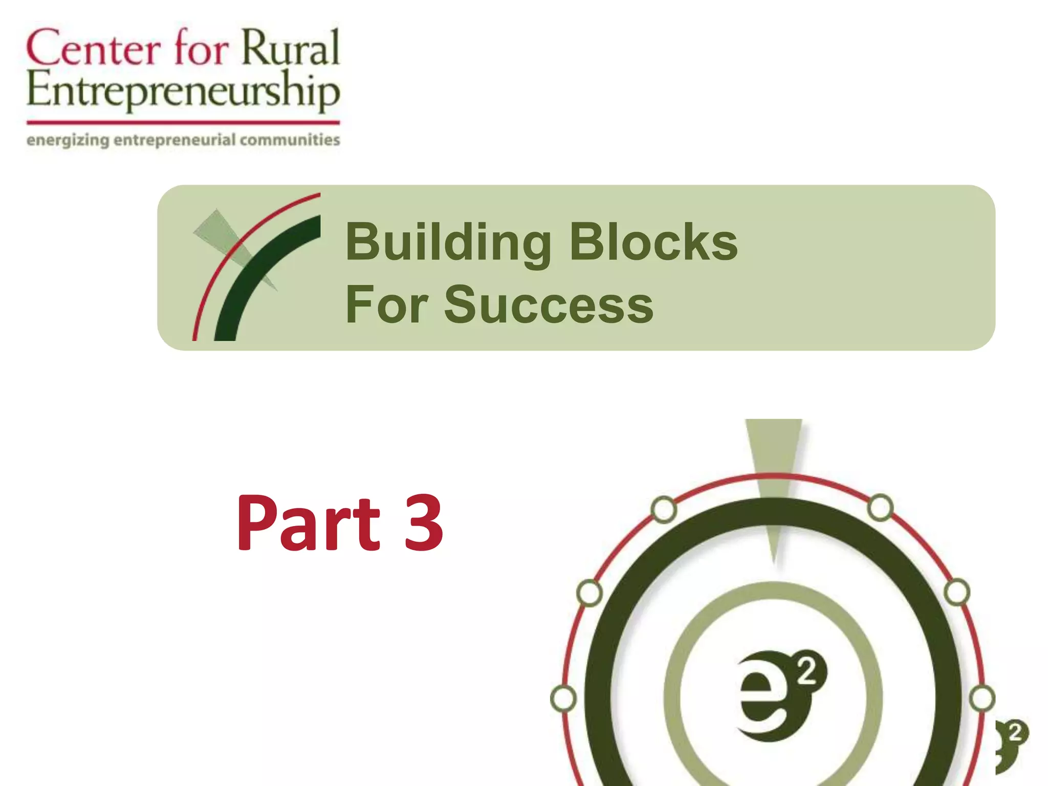 Part 3
Building Blocks
For Success
 
