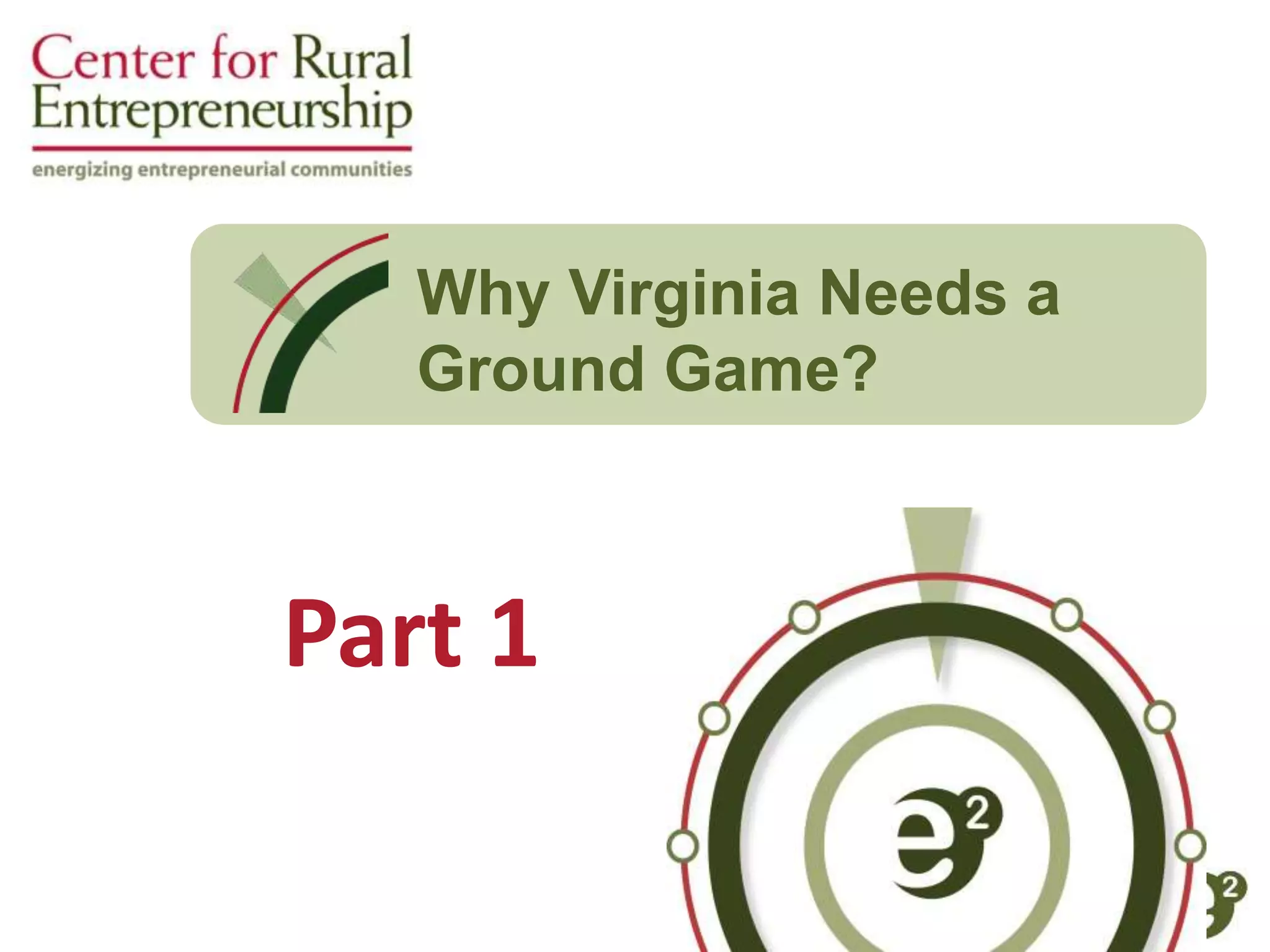 Part 1
Why Virginia Needs a
Ground Game?
 