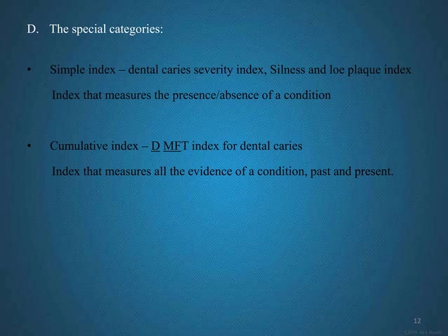 Critical evaluation of dental indices | PPTX | Oral care | Personal Care