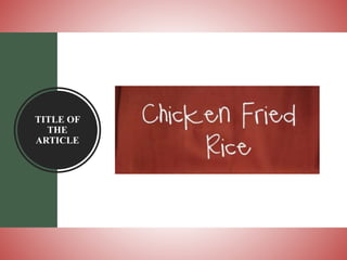 TITLE OF
THE
ARTICLE
 