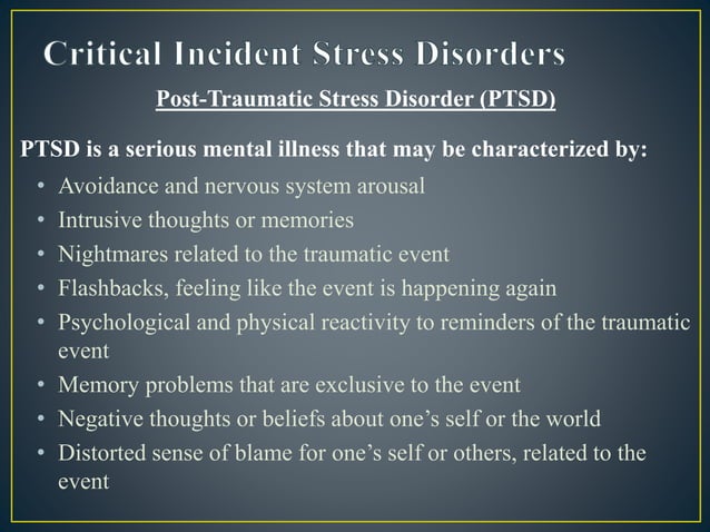 Critical Incident Stress Management | PPTX | First Aid | Injuries