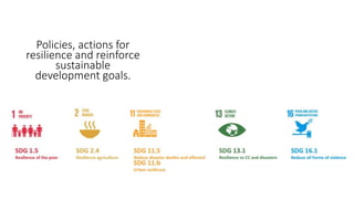 Policies, actions for
resilience and reinforce
sustainable
development goals.
 