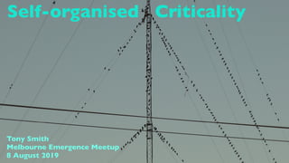 Self-organised Criticality
Tony Smith
Melbourne Emergence Meetup
8 August 2019
 