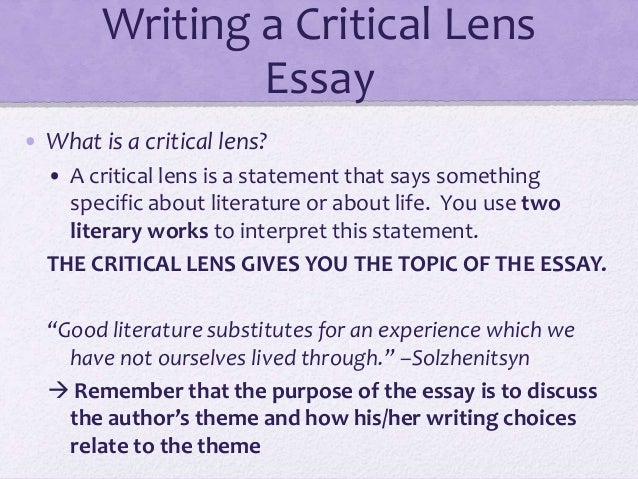 How to write a critical lense essay