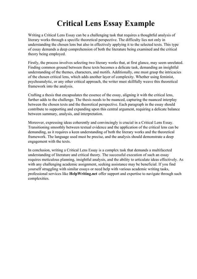Critical Lens Essay Example. How to Write a Critical Lens Essay Topics