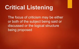 English 9 - Critical Listening | PPT