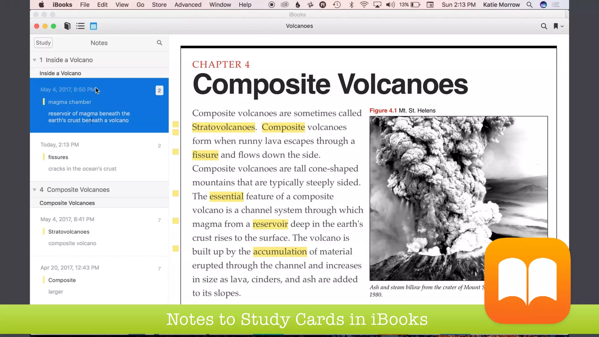 Notes to Study Cards in iBooks
 